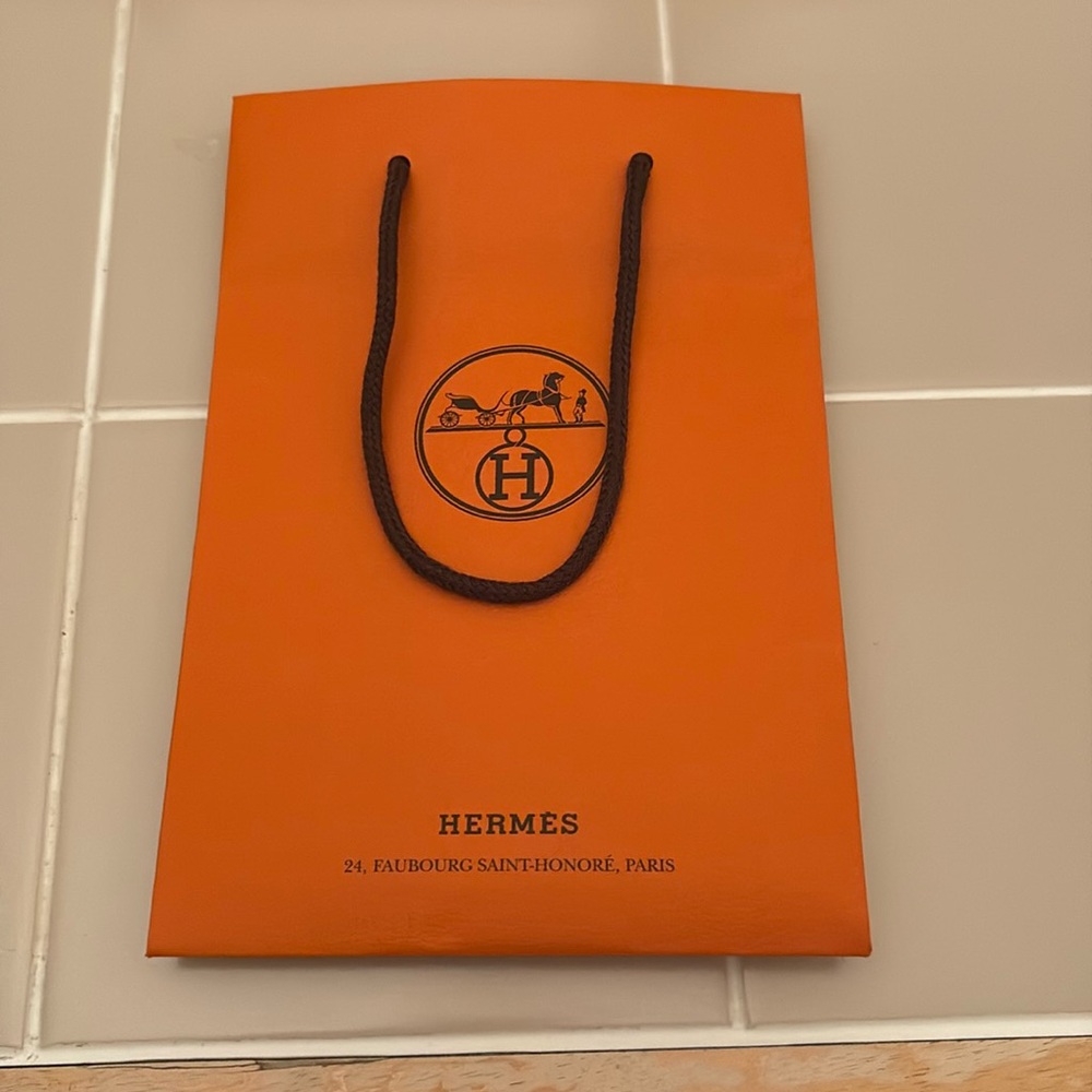 Hermes small shopping bag with ribbon/ receipt holder